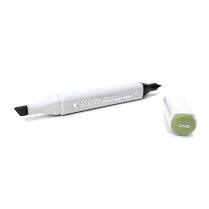 BRUSTRO Twin Tip Alcohol Based Marker| Black | 1-7mm line, Fine 0.7mm, Waterproof | Ideal for Texturing,Sketching,Interior & Fashion Design,Graffiti,Professional Comic Artist, Architect,Fine Art