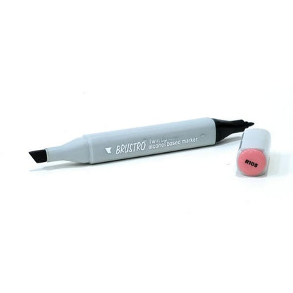 BRUSTRO Twin Tip Alcohol Based Marker| Black | 1-7mm line, Fine 0.7mm, Waterproof | Ideal for Texturing,Sketching,Interior & Fashion Design,Graffiti,Professional Comic Artist, Architect,Fine Art