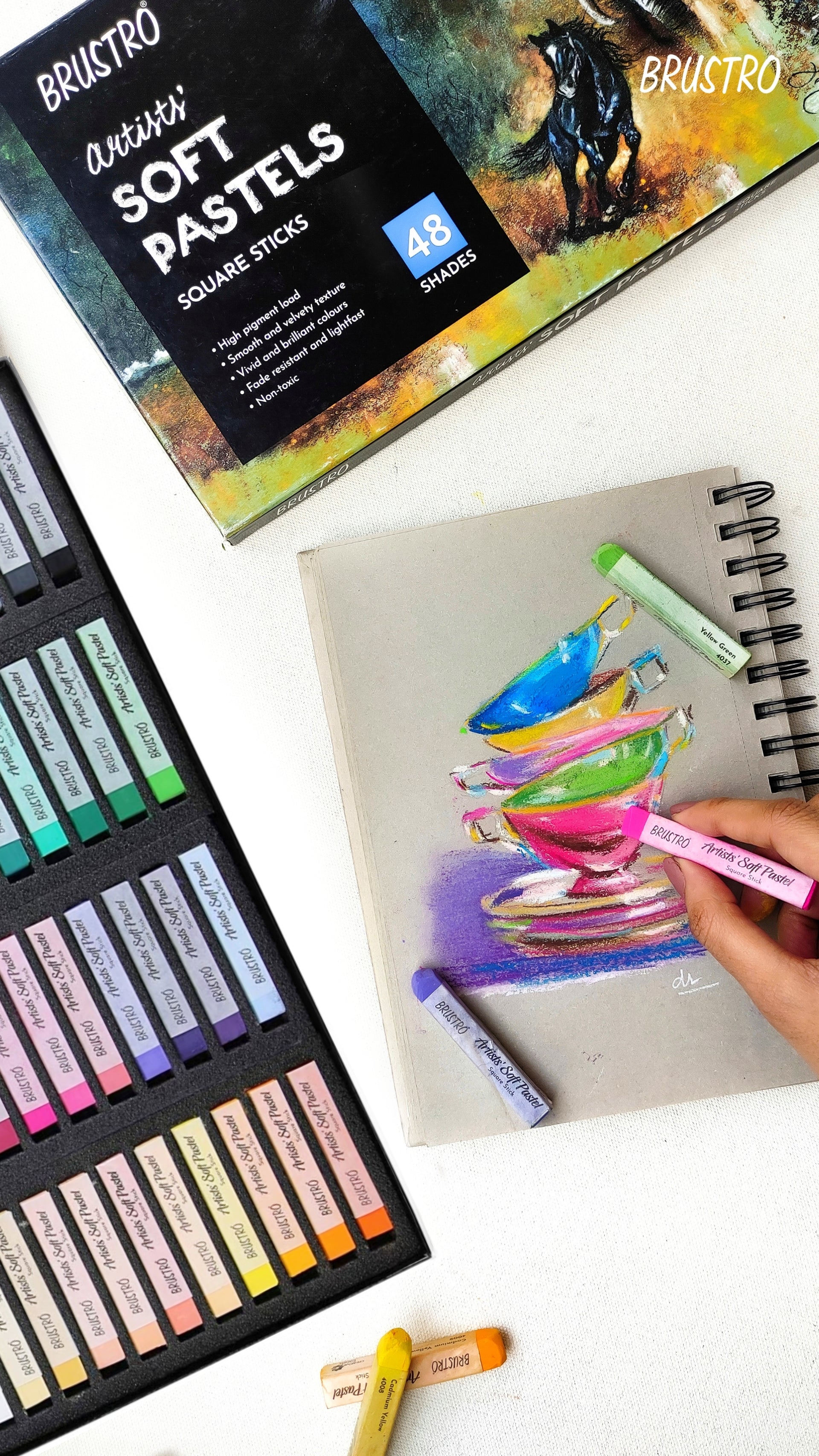 Brustro Artists' Soft Pastels Set of 48 - Captivating Color