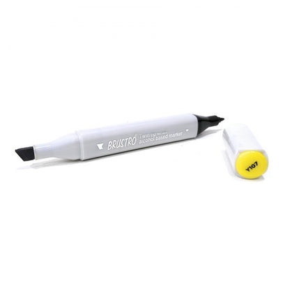 BRUSTRO Twin Tip Alcohol Based Marker| Black | 1-7mm line, Fine 0.7mm, Waterproof | Ideal for Texturing,Sketching,Interior & Fashion Design,Graffiti,Professional Comic Artist, Architect,Fine Art