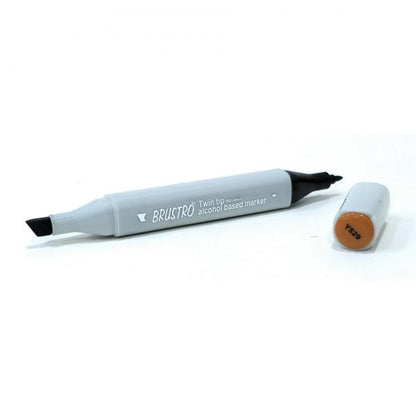 BRUSTRO Twin Tip Alcohol Based Marker| Black | 1-7mm line, Fine 0.7mm, Waterproof | Ideal for Texturing,Sketching,Interior & Fashion Design,Graffiti,Professional Comic Artist, Architect,Fine Art