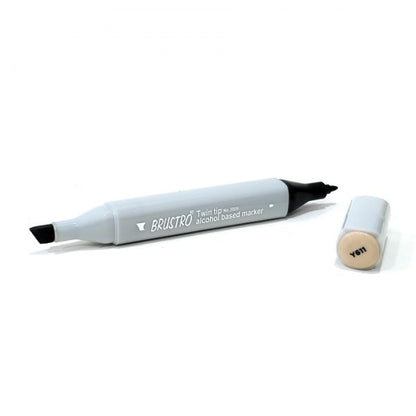 BRUSTRO Twin Tip Alcohol Based Marker| Black | 1-7mm line, Fine 0.7mm, Waterproof | Ideal for Texturing,Sketching,Interior & Fashion Design,Graffiti,Professional Comic Artist, Architect,Fine Art
