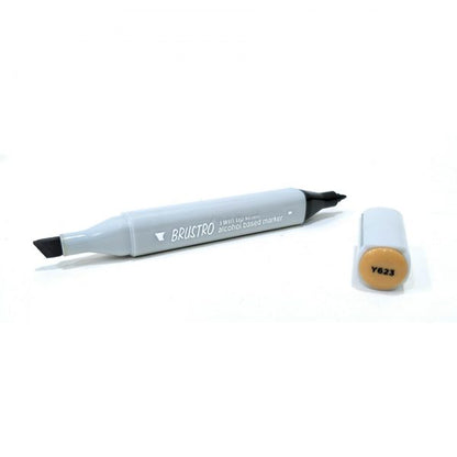 BRUSTRO Twin Tip Alcohol Based Marker| Black | 1-7mm line, Fine 0.7mm, Waterproof | Ideal for Texturing,Sketching,Interior & Fashion Design,Graffiti,Professional Comic Artist, Architect,Fine Art