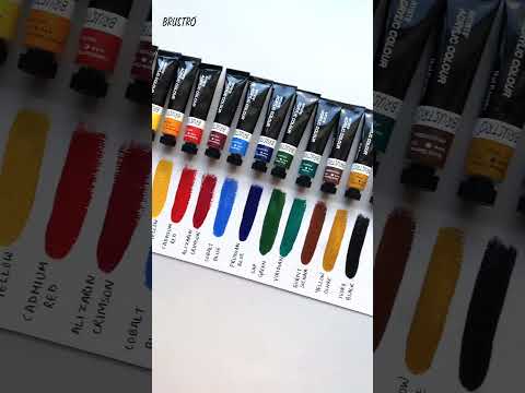 BRUSTRO Artist's Acrylic Colour | Set of 12 Colours X 12ml Tubes | Highly pigmented, Intermixable, Perfect for Canvas, Art, Rock Painting, Professionals and Artists
