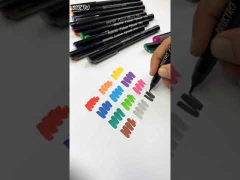Buy BRUSTRO Metallic Brush Pens - Soft Brush Tip Set of 10 Colors. with  Colour Brush Pens Set of 12 (Pigment Based, Hard tip Brush Pen) Flexible  tip for Calligraphy, Lettering and